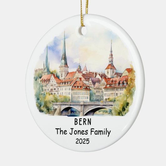Gepersonaliseerde Bern Ornament, Zwitserland Keramisch Ornament (Links)