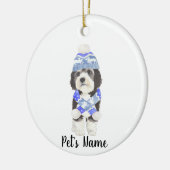 Gepersonaliseerde Bernedoodle Blauw & Wit Keramisch Ornament (Links)