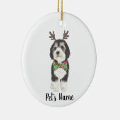 Gepersonaliseerde Bernedoodle Reindeer Bowtie Kers Keramisch Ornament (Rechts)