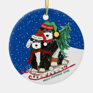 Gepersonaliseerde Bernedoodles Gedeormeerd kerstmi Keramisch Ornament