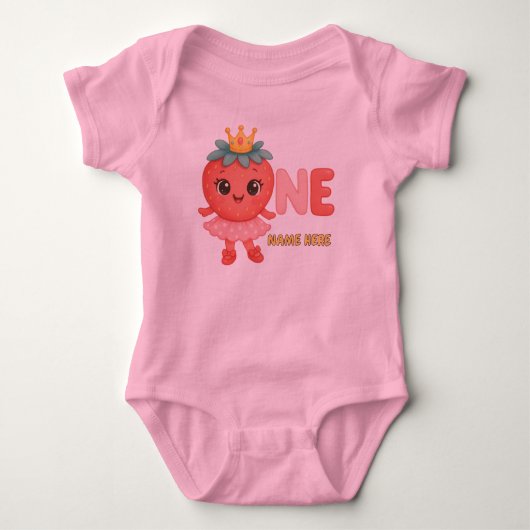 Gepersonaliseerde Berry First Birthday Girl Romper (Voorkant)