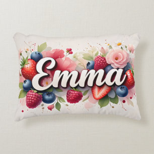 Gepersonaliseerde Berry Floral Naam Kussen – "Emma
