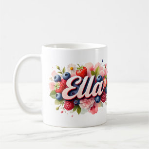 Gepersonaliseerde Berry Floral Naam Mok – Ella