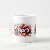 Gepersonaliseerde Berry Floral Naam Mok – Harper (Voorkant links)