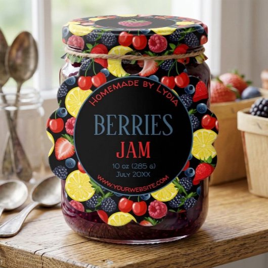 Gepersonaliseerde bessenjam ronde potlabel bedankjes labels