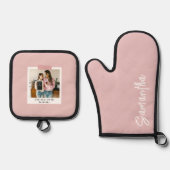 Gepersonaliseerde Best Ever Mom Foto Roze Ovenwant & Pannenlap Set (Voorkant)
