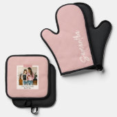 Gepersonaliseerde Best Ever Mom Foto Roze Ovenwant & Pannenlap Set (Voorkant / Achterkant)