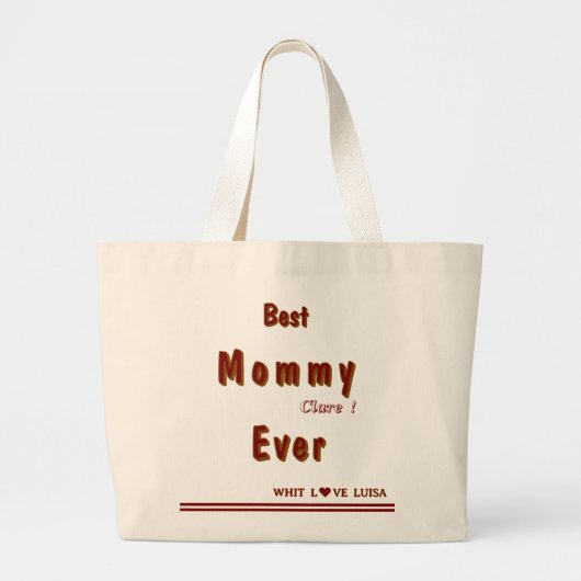 Gepersonaliseerde BEST MOM EVER 7 Script Grote Tote Bag (Voorkant)