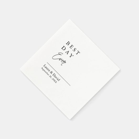 Gepersonaliseerde Beste Dag Ooit Minimale Trouwpap Servet (Hoek)