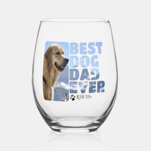 Gepersonaliseerde beste hond papa ooit wijnglas zonder voet