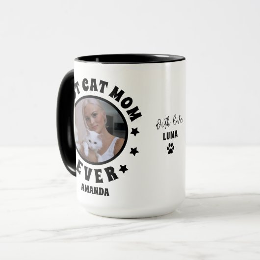 Gepersonaliseerde beste kat mam ooit aangepaste fo mok (Voorkant links)