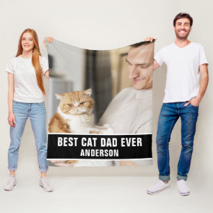 Gepersonaliseerde beste kat papa ooit aangepaste f fleece deken