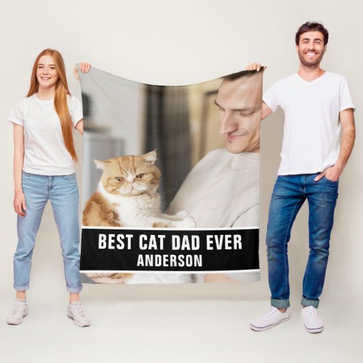 Gepersonaliseerde beste kat papa ooit aangepaste f fleece deken (In situ)