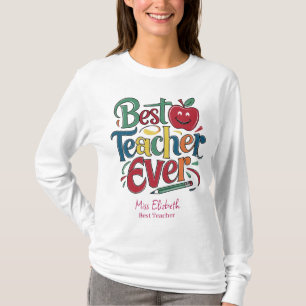 Gepersonaliseerde beste leraar ooit kleurrijk t-shirt