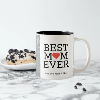 Gepersonaliseerde Beste Mam Ooit Hart Foto Koffie  Tweekleurige Koffiemok