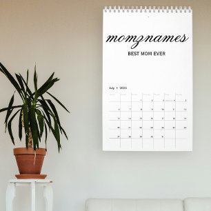 Gepersonaliseerde Beste Mam Ooit Kalligrafie Naam Kalender
