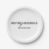 Gepersonaliseerde Beste Mam Ooit Kalligrafie Naam Papieren Bordje (Voorkant)