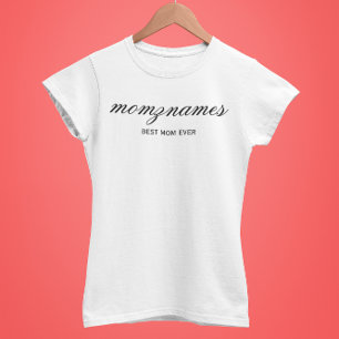 Gepersonaliseerde Beste Mam Ooit Kalligrafie Naam T-shirt