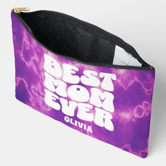 Gepersonaliseerde Beste Mam Ooit Paarse Tie Dye Etui (Open)