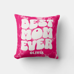 Gepersonaliseerde Beste Mam Ooit Roze Tie Dye Kussen