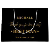 Gepersonaliseerde Beste Man Zwart en Goud Dank u Groot Cadeauzakje (Voorkant)