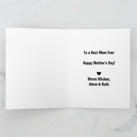 Gepersonaliseerde Beste Moeder Ooit Foto Moederdag Kaart (Binnen)