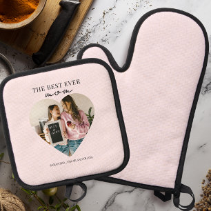 Gepersonaliseerde beste moeder ooit hartfoto ovenwant & pannenlap set