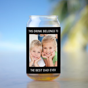 Gepersonaliseerde beste papa ooit foto zwart blikvorm glas