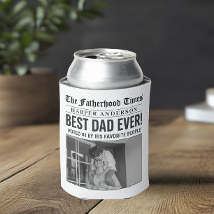 Gepersonaliseerde beste papa ooit krantenfoto blikjeskoeler