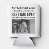 Gepersonaliseerde beste papa ooit krantenfoto blikjeskoeler (Achterkant)