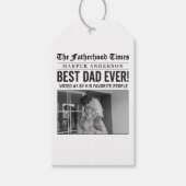 Gepersonaliseerde beste papa ooit krantenfoto cadeaulabel (Voorkant)