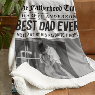 Gepersonaliseerde beste papa ooit krantenfoto sherpa deken