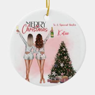Gepersonaliseerde Beste Vriend Bestie Kerstmis Orn Keramisch Ornament