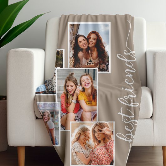 Gepersonaliseerde Beste Vrienden 5 Foto Collage Br Fleece Deken