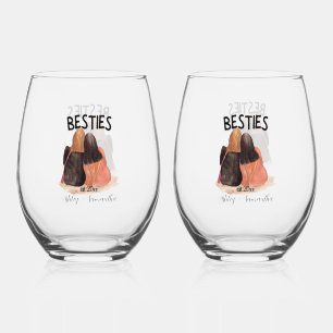 Gepersonaliseerde besties vestigden vriendschap wijnglas zonder voet