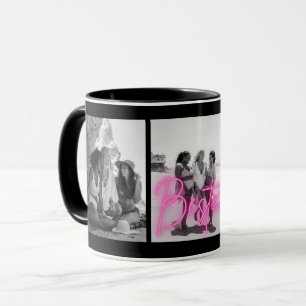 Gepersonaliseerde "Besties" zwart-wit fotocollage Mok