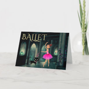 Gepersonaliseerde betoverende ballerina en kattenv kaart