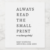 Gepersonaliseerde bewerkbare Baby Aankondiging Wijn Etiket (Enkel label)