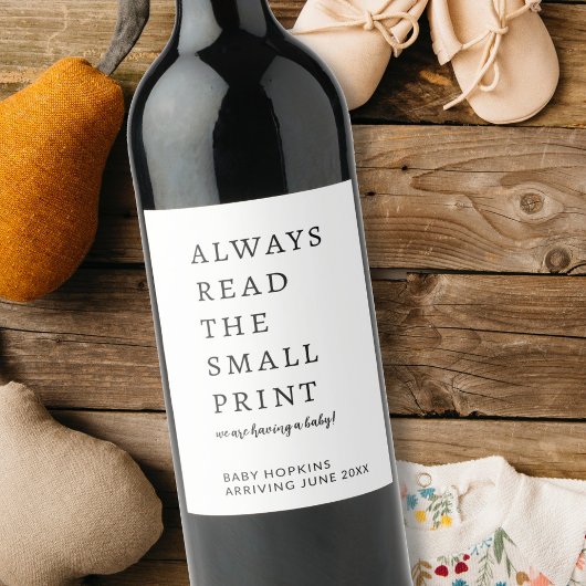 Gepersonaliseerde bewerkbare Baby Aankondiging Wijn Etiket