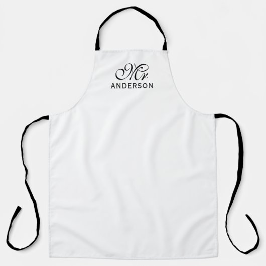 Gepersonaliseerde bewerkbare kleuren Elegant Scrip Schort (Voorkant)