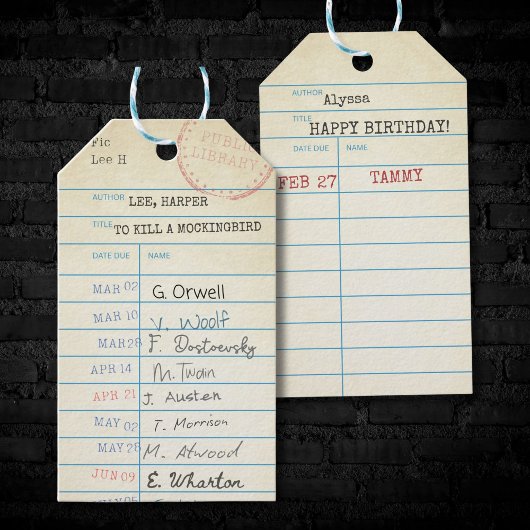 Gepersonaliseerde  bibliotheek Kaart Cadeaulabel