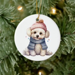 Gepersonaliseerde Bichon Frise hondenkunst Keramisch Ornament