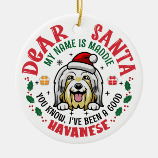 Gepersonaliseerde Bichon Havanese Hond Kerstboom Keramisch Ornament