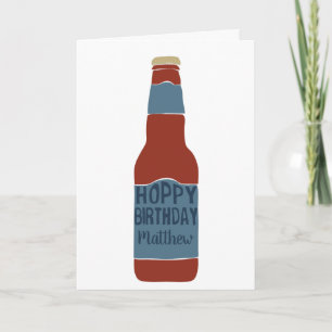 Gepersonaliseerde bierliefhebbers Hoppy Verjaardag Kaart