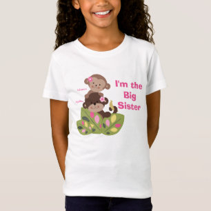 Gepersonaliseerde Big Sister Monkey Meisjes Kinder T-shirt
