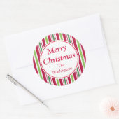 Gepersonaliseerde Big Snoep Stripe Kerst stickers (Envelop)