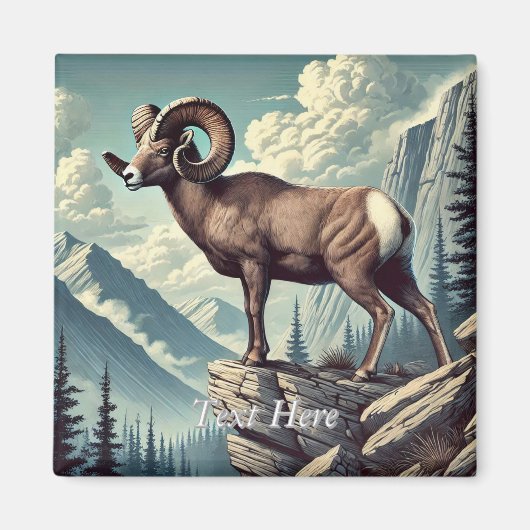 Gepersonaliseerde Bighorn Schaap op een Rocky Outc Magneet (Voorkant)