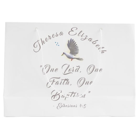 Gepersonaliseerde Bijbelvers Baptismal Groot Cadeauzakje (Achterkant)