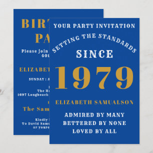 Gepersonaliseerde Birthday 1979 Easy Edit Blue Kaart