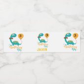 Gepersonaliseerde Birthday Boy Dinosaur Waterfles Etiket (Enkel label)